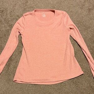 American Eagle Outfitters Pink Ribbed Long Sleeve Top